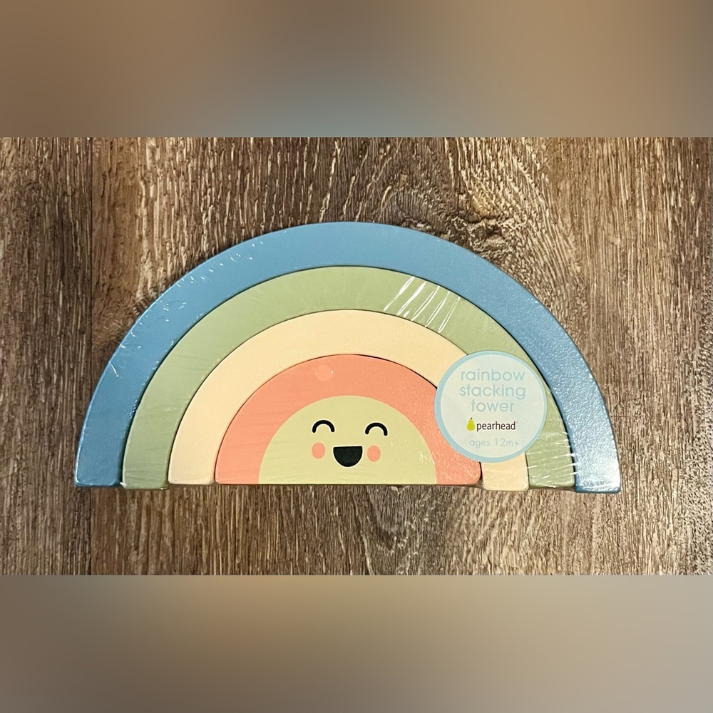 Pearhead Wooden Rainbow Stacking Toy